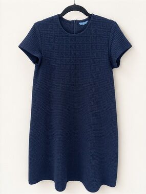 J. McLaughlin Navy Textured Knit Shift Dress with Pockets XS Work Preppy Classic